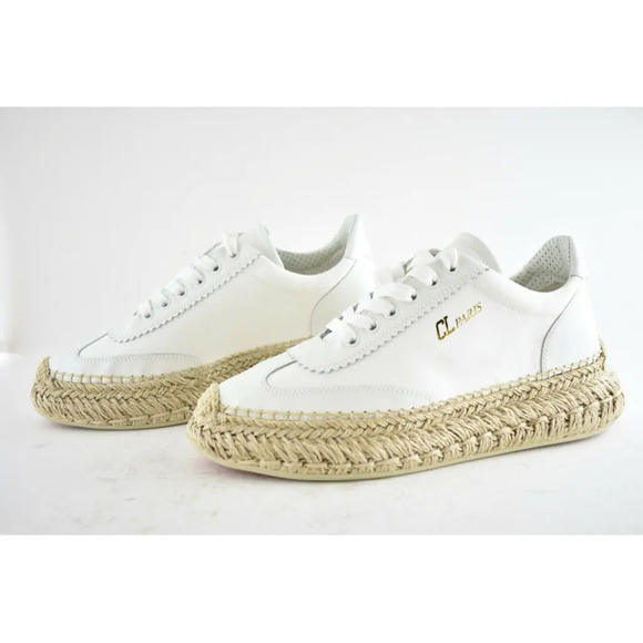 Christian Louboutin Espasneak Flat White Bianco Platform Espadrille Sneaker 40 - Picture 9 of 11